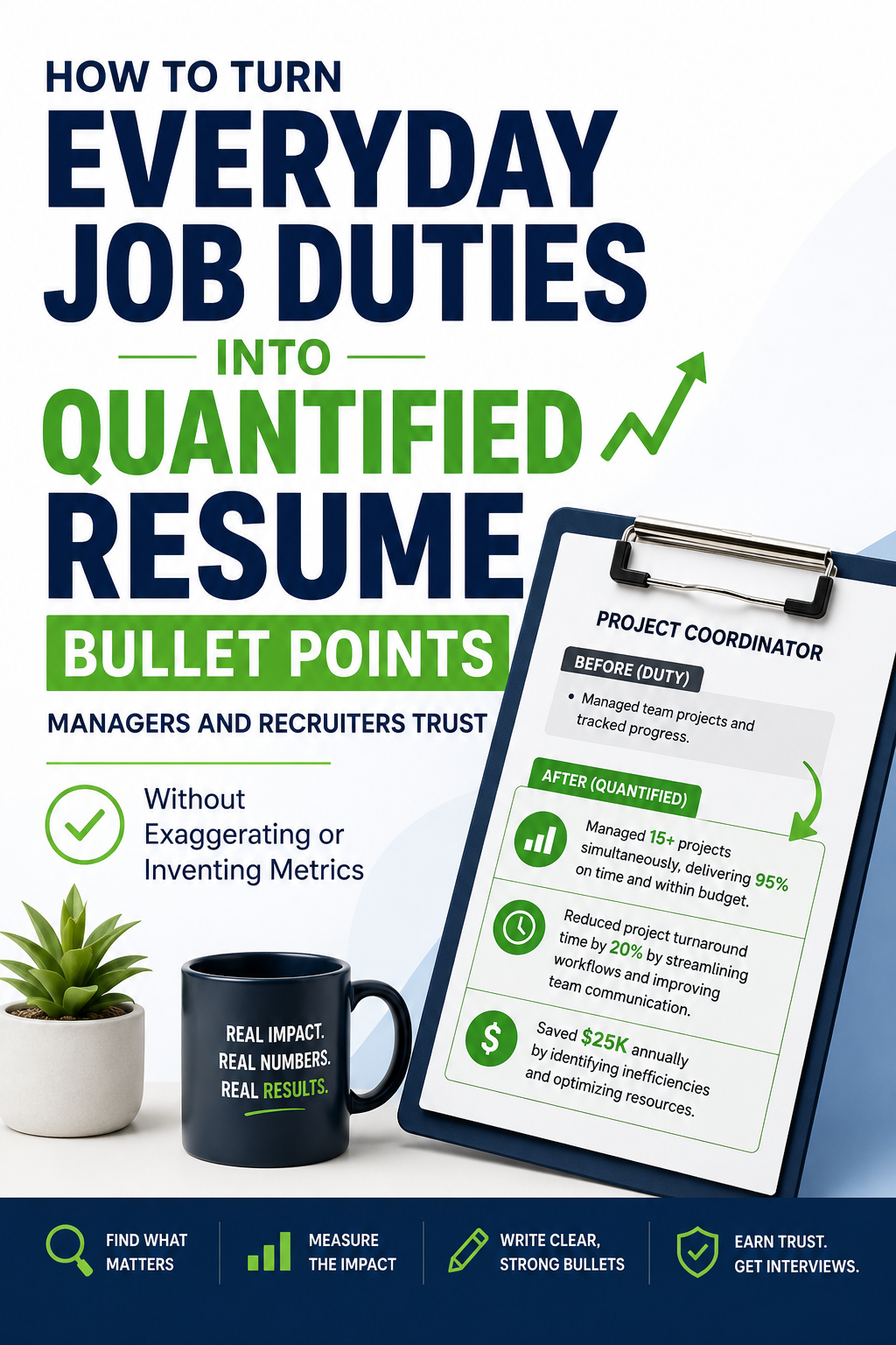 How to Turn Everyday Job Duties Into Quantified Resume Bullet Points Managers and Recruiters Trust — Without Exaggerating or Inventing Metrics